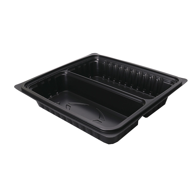 BOPS盖黑色方形两格快餐盒