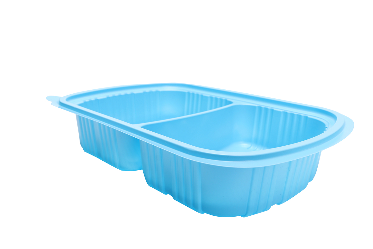 BOPS盖黑色椭圆形两格快餐盒